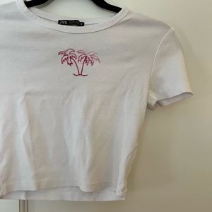 White Crop Top with Hand Embroidery